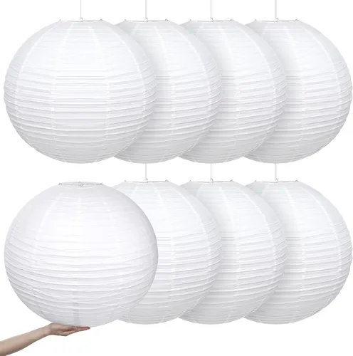 Retisee 8 linternas de papel blancas gigantes de 30 pulgadas, grandes linternas de papel chinas, japonesas, decoración para el hogar, boda, fiesta,