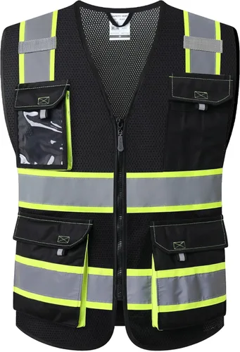 Miniatura 26 de JKSafety - Chalecos de seguridad reflectantes de alta visibilidad para hombres y mujeres, con bolsillos, ropa de seguridad de malla
