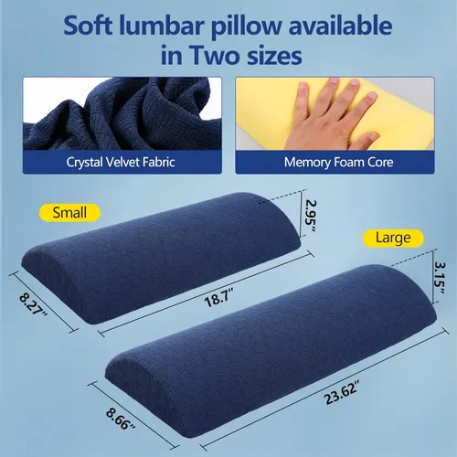 Miniatura 5 de Cozyhealth - 2.95 pulgadas de alto x 18.7 pulgadas de largo - Almohada lumbar suave y pequeña para dormir, cojín de apoyo lumbar de espuma Azul