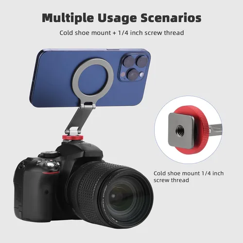Miniatura 6 de BRDRC Soporte de zapata fría para teléfono, soporte de trípode para iPhone Magsafe Adaptador de zapata magnética para cámara con rosca de 1/4