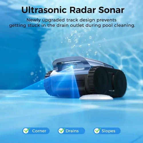 Miniatura 11 de Limpiador robótico de piscina, aspiradora inalámbrica para piscinas enterradas, robot limpiador automático de piscinas para suelos de piscina, Azul
