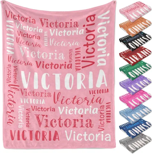Miniatura 26 de Manta personalizada con texto y nombre para adultos y niños, regalo para cumpleaños, boda, día de San Valentín (30 x 40 pulgadas)