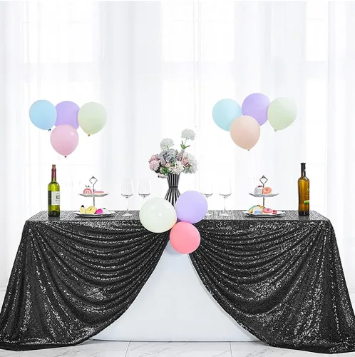 Miniatura 28 de Hahuho Mantel rectangular de lentejuelas de 50x80 pulgadas, color champán, mantel con purpurina para decoración de despedida de soltera, cumpleaños