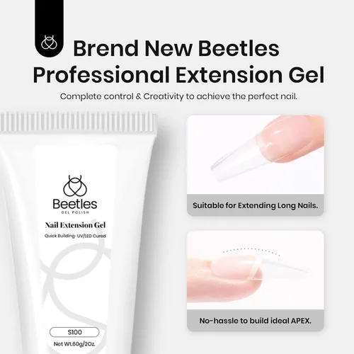Miniatura 2 de Beetles - Gel de uñas de polietileno sin hema, 2.16 oz, gel de extensión de uñas transparente que fortalece naturalmente el arte de larga duración