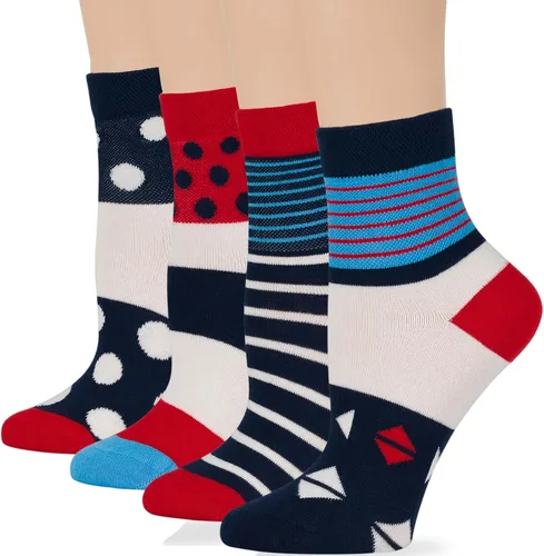 Miniatura 29 de 7BIGSTARS KINGDOM Women's Cotton Quarter Non-Binding Diabetic Fashion Socks-L-M-4 Pack-Multicolor