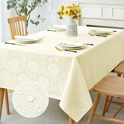 Miniatura 13 de Romanstile Mantel rectangular de jacquard de primavera, impermeable, diseño floral de damasco, manteles decorativos de tela pesada para cenas