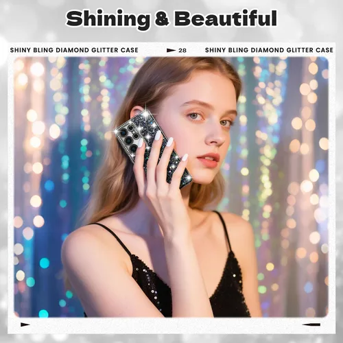 Miniatura 4 de FABSPARK Funda para Samsung Galaxy S22, Cristal Brillante Diamante Pedrería Lentejuela Brilloso Reluciente Espumoso Brillante Lujoso Galvanizado