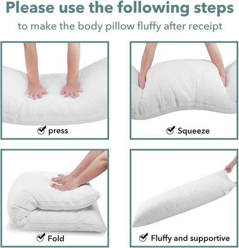 Miniatura 9 de Oubonun - Almohada de cuerpo completo para dormir - Almohada corporal ajustable firme y esponjosa para adultos - Almohada larga y grande