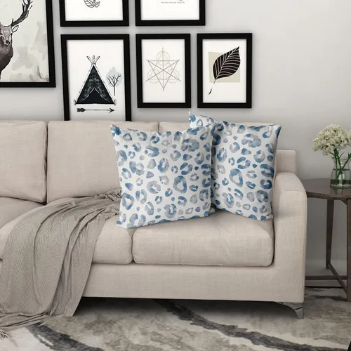 Miniatura 7 de Juego de 2 fundas de almohada con estampado de leopardo gris aguamarina de 16 x 16 pulgadas, diseño de guepardo gris acuarela y blanco, fundas