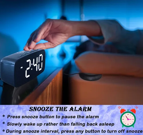 Miniatura 5 de Reloj despertador ruidoso con agitador de cama, reloj despertador vibratorio para personas que duermen con mucha fuerza, reloj despertador digital