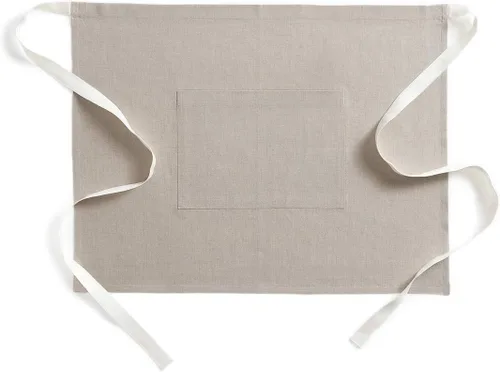 Miniatura 12 de Solino Home Delantal de lino estilo bistró para servidor, lazos extralargos con bolsillos, medio delantal de lino 100% puro para hombres y mujeres