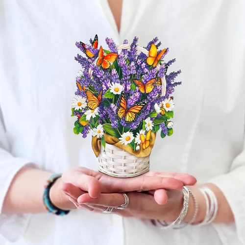 Miniatura 18 de Freshcut Paper Tarjetas desplegables, mini jardín de casa de pájaros, ramo de flores de tamaño natural de 9 pulgadas, tarjeta de felicitación
