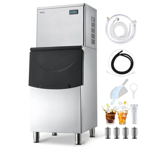 Miniatura 14 de VEVOR Commercial Ice Maker Machine, 300LBS/24H Ice-Making Machine, Ice Maker with 300LBS Stainless Steel Storage Bin, Auto Self-Cleaning, and