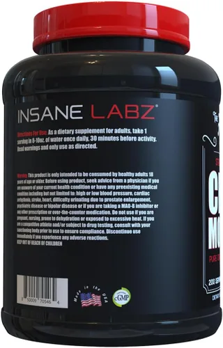 Miniatura 3 de Insane Labz Insane - Polvo de monohidrato de creatina, sin sabor, antes del entrenamiento, después del entrenamiento, potencia de tamaño fuerte, 200