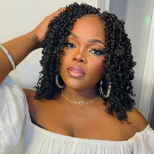 Miniatura 11 de Unionbeauty - Paquete de 8 trenzas de ganchillo Yanky Twist de 6 pulgadas, 8 paquetes, color negro natural, micro Passion Twist, extensiones
