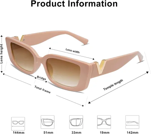 Miniatura 16 de Allarallvr Lentes de sol rectangulares para mujer, estilo retro de los años 90, Y2K, clásicos, vintage, cuadrados, AR82037