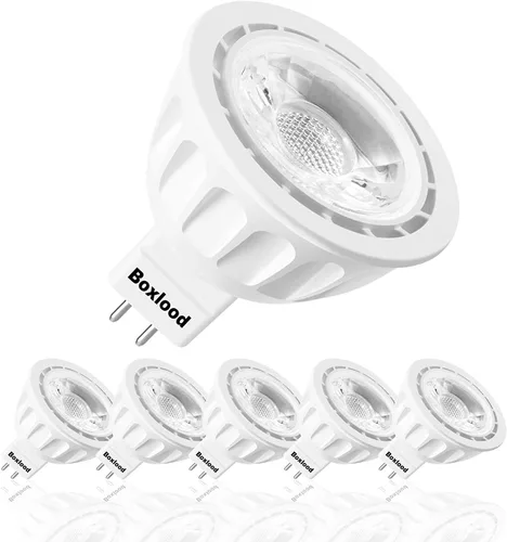 Boxlood Bombilla LED MR16 no regulable, 90% de ahorro de energía, 6000 K blanco frío (luz diurna), 40 grados, CA/CC 12 V, 5 vatios, equivalente a