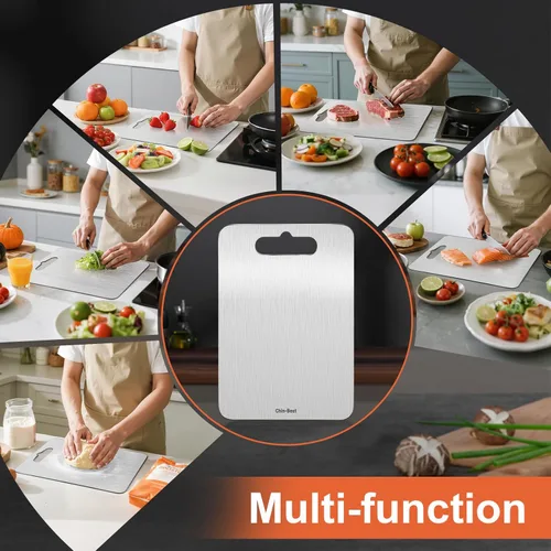 Miniatura 5 de Tabla de cortar, tabla de cortar de acero inoxidable para cocina, carne, frutas, verduras, S 11.5 x 8 pulgadas