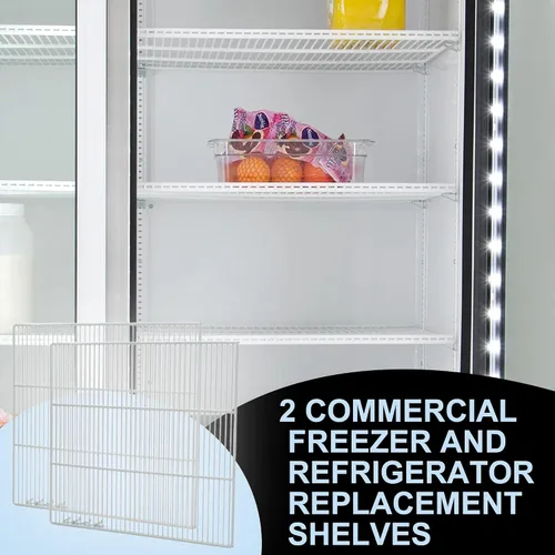 Miniatura 5 de Juego de 2 estantes comerciales de repuesto para congelador y refrigerador (21 x 20.5 pulgadas), estante de metal ajustable de alambre de acero