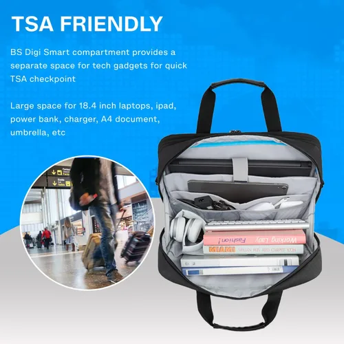 Miniatura 5 de BAGSMART Bolsa para laptop, maletín de 15.6 pulgadas para hombres, bolsa de computadora con cerradura para trabajo, bolsa de hombro estilo bandolera
