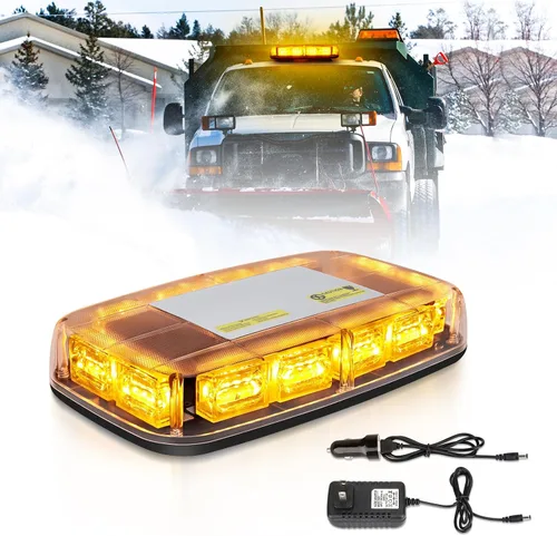 Luz estroboscópica recargable ámbar inalámbrica con batería, 17 modos de parpadeo, brillo alto y bajo, 48 led, baliza de techo de emergencia para