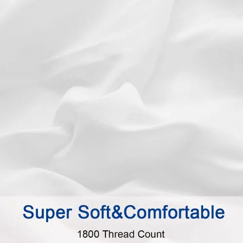Miniatura 5 de SONORO KATE Juego de sábanas de microfibra súper suave de 1800 hilos, sábanas egipcias de lujo de 18 pulgadas de profundidad, antiarrugas e Blanco