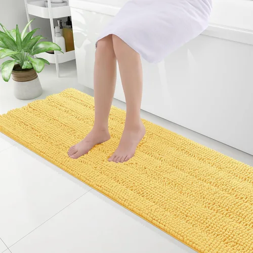 Miniatura 12 de Grandaily Alfombras de baño de felpilla a rayas de 24 x 16 pulgadas, extra gruesas y suaves, absorbentes, parte trasera de goma, alfombra de ducha