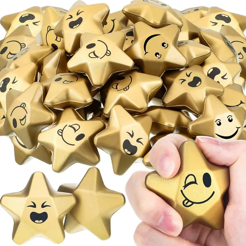 Deekin 36 Piezas Bolas de Estrés con Forma de Estrella Mini Pelotas de Espuma Juguetes para Aliviar el Estrés para Adolescentes y Adultos Rellenos