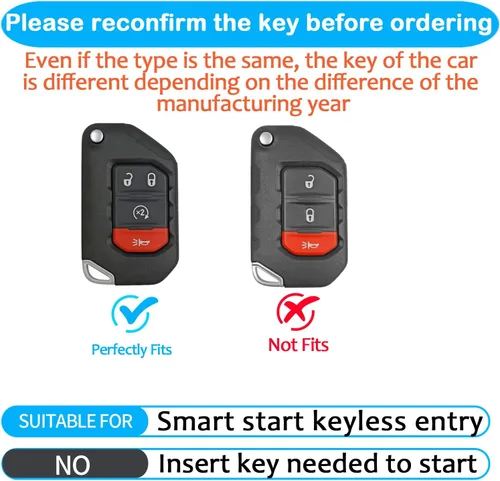 Miniatura 2 de Funda para Llavero de Jeep con Llavero Carcasa de Llave de Protección Completa Suave Estuche de Llave Compatible con Jeep Gladiator JT Sahara JLU