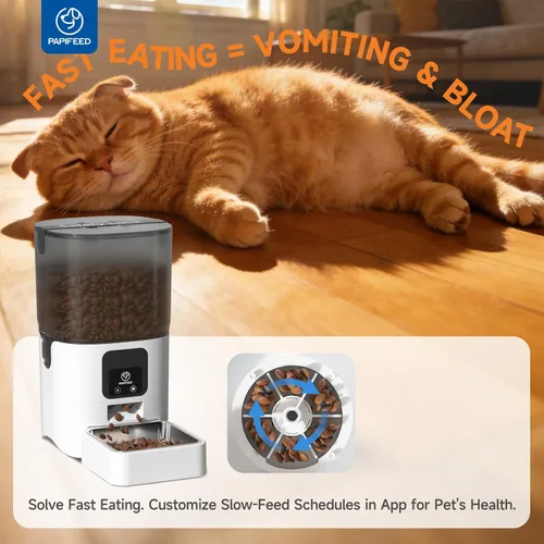 Miniatura 4 de PAPIFEED Comedero automático WiFi 5G: dispensador automático inteligente de comida para gatos con modo de alimentación lenta, desmontable para una