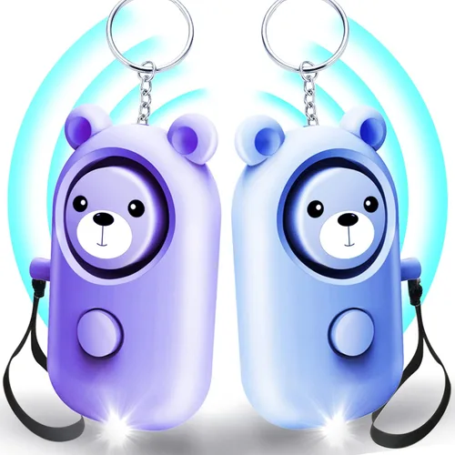 Alarma personal segura con sonido para mujeres, niños y ancianos, paquete de 2 lindas sirenas de 130 dB, autodefensa de seguridad con luz LED,