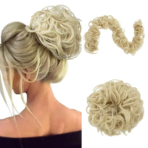 Miniatura 23 de Benehair Moño desordenado con peines con clip en moño de Juva, moño de Juva, esponjoso, ondulado, fácil de estirar, moño grande, cola de caballo