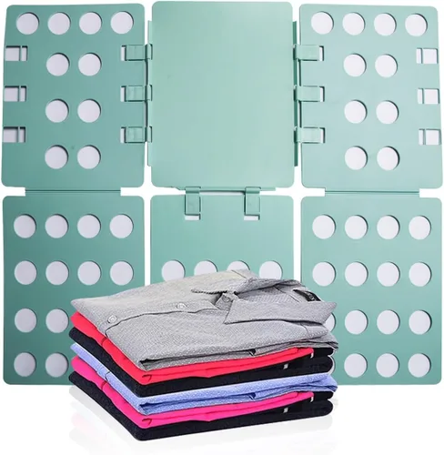 Miniatura 9 de GYE Tabla plegable para camisetas, carpeta de ropa, organizador de lavandería, herramienta duradera, de plástico, fácil y rápido, plegable para Negro