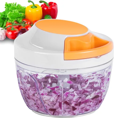 Miniatura 13 de Procesador manual de alimentos, picadora de verdura portátil a cuerda, para picar ajo, cebolla, jengibre, frutas, frutos secos, hierbas, etc., 900