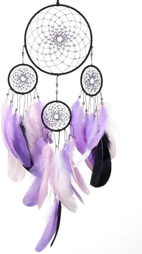 Miniatura 9 de Atrapasueños de color azul estrellado, plumas de ganso con multianillo, hecho a mano, gran atrapasueños para dormitorio, atrapasueños para niñas