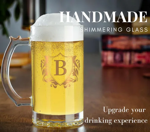Miniatura 2 de Onebttl Regalos personalizados de cerveza para hombres amantes de la cerveza, taza de cerveza pesada de 17 onzas con asa para jefe como regalo