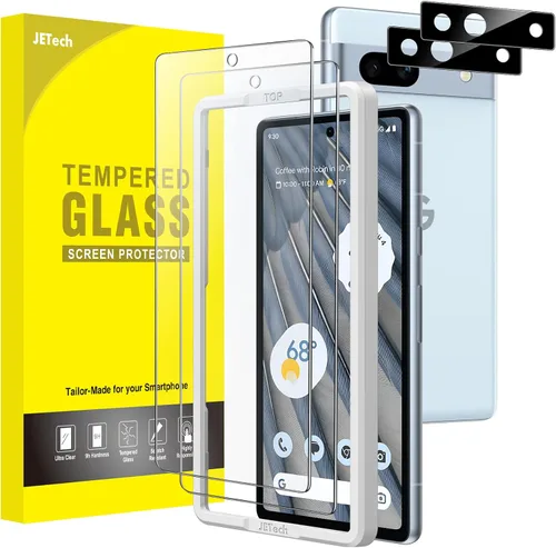 Miniatura 16 de JETech Protector de pantalla para Google Pixel 6a de 6.1 pulgadas con protector de lente de cámara, herramienta de fácil instalación, compatible
