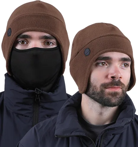 Miniatura 13 de Tough Headwear Skull Cap with Mask Men, Winter Running Gear, Motorcycle Winter Gear, Helmet Liners, Ski Hat, Thermal Beanie