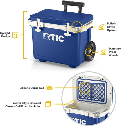 Miniatura 3 de RTIC - Enfriador con ruedas ultraligero de 22 cuartos de galón con asa, caja de hielo portátil aislada para playa, bebidas, camping, picnic, pesca