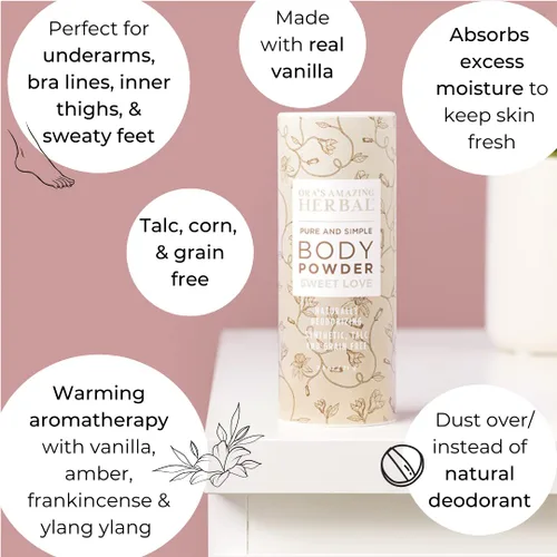 Miniatura 5 de Polvo corporal natural Ora's Amazing Herbal sin talco para mujeres, paquete variado con aceites esenciales, sin talco ni maíz, sin granos, polvo