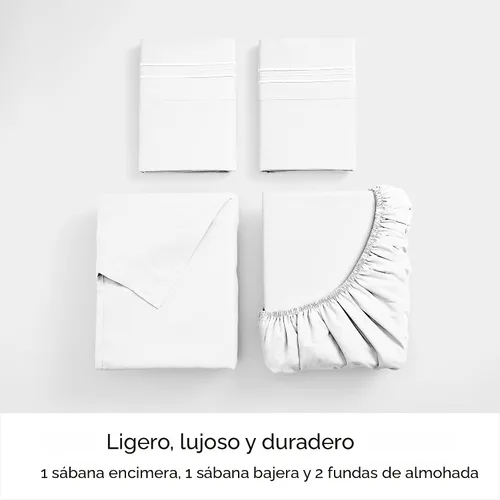 Miniatura 3 de Mellanni Juego de sábanas tamaño matrimonial, 4 piezas de ropa de cama de la colección icónica de lujo, extra suaves, refrescantes, resistentes a