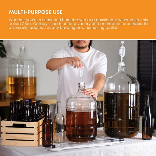 Miniatura 6 de FastRack Carboy de vidrio de 3 galones Fermentador transparente para vino y cerveza Carboy de vidrio italiano para cerveza casera, tarro