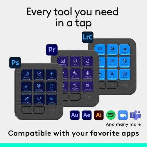 Miniatura 4 de Logitech MX Creative Console, 9 teclas LCD personalizables, accesorios Stream Deck, dial de control para diseño gráfico, Adobe, Zoom, Spotify