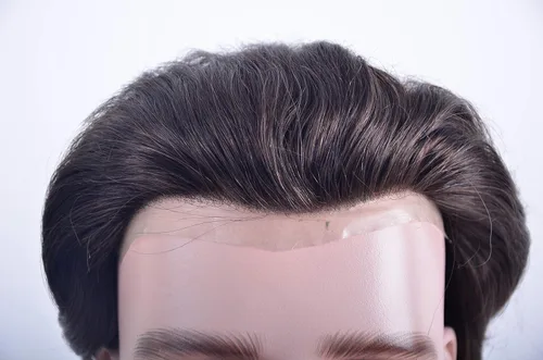 Miniatura 6 de LLWear - Peluca de cabello humano para hombre, encaje francés de 8 x 10 pulgadas, con base de gorra de poliuretano transparente de 360 grados