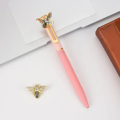 Miniatura 6 de Bolígrafo de Tinta de Gel Negro de Metal Azul con Mariposa, Único y Divertido Imán Lindo Bolígrafo de Adorno para Diario, Escritura, Dibujo