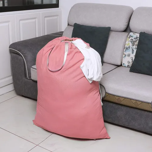 Miniatura 7 de Bolsa de lavandería extra grande con cordón y asa, bolsa de ropa sucia de viaje resistente para lavandería y hogar, forro duradero para cesta