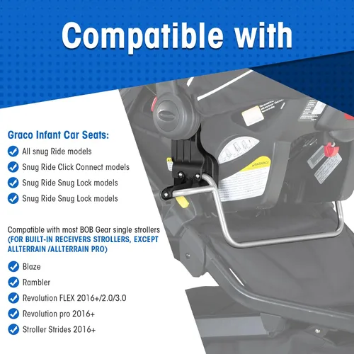 Miniatura 3 de Adaptador de cochecito para correr individual para asientos de automóvil Graco, adaptador de asiento de automóvil Baby Trend para la mayoría