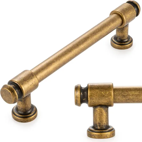 Miniatura 43 de KOOFIZO Tirador de gabinete con parte superior plana y redonda - Manija de tirador de mueble de latón antiguo (30 mm / 1.2 Pulgadas), paquete de 10