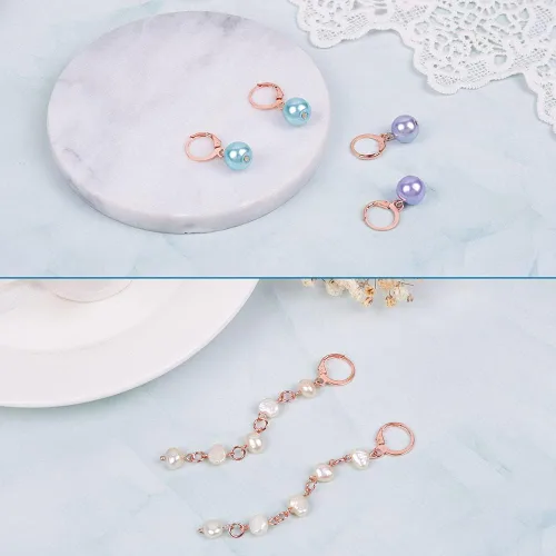 Miniatura 3 de 160 ganchos para aretes de palanca de 5 colores, latón con cierre de palanca, aretes de aro franceses con 300 anillos de salto para bricolaje