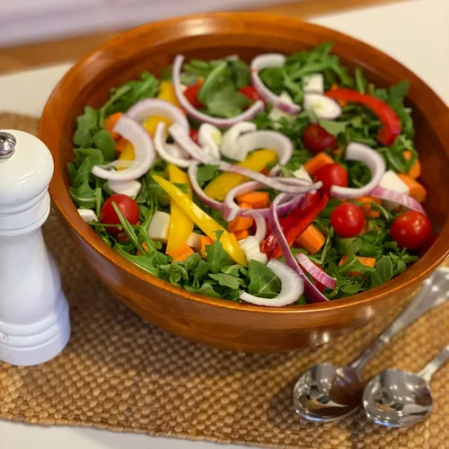 Miniatura 2 de Woodard & Charles - Cuenco grande de madera para ensaladas, frutas, palomitas de maíz, pasta, 10 pulgadas de diámetro x 4.5 pulgadas de alto